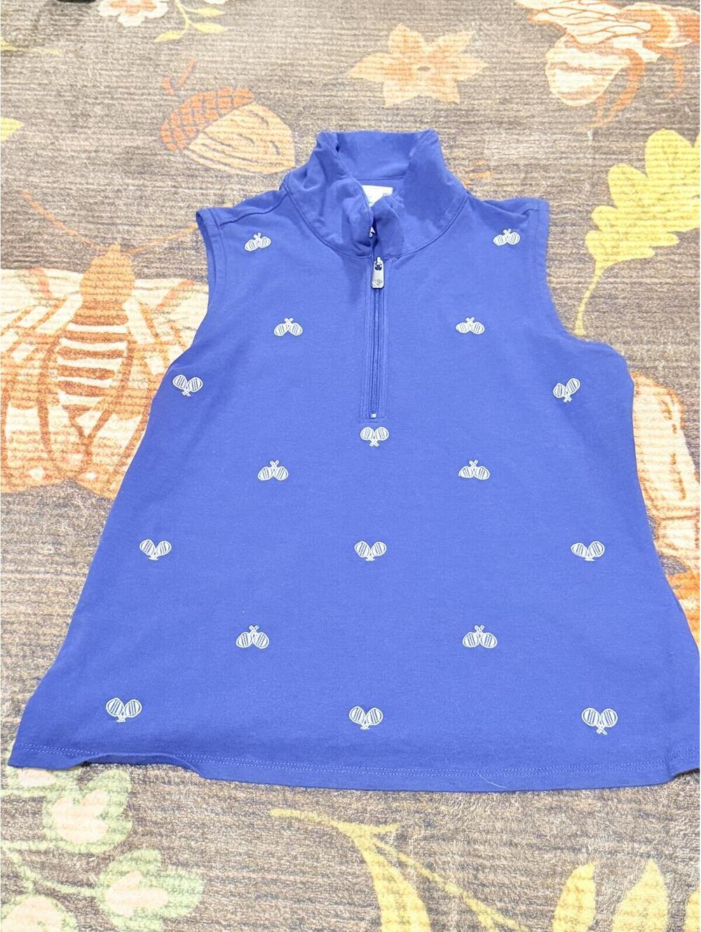 Sigrid Olsen Golf & Tennis Sleeveless Quarter Zip Top Women’s Small Blue Tennis